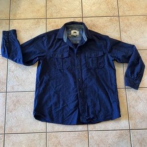 Dakota Grizzly Solid Major Long Sleeve Midnight Blue‎ Western Flannel, Sz XL